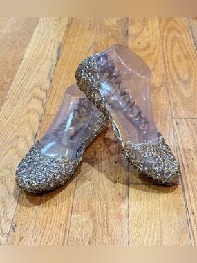 Kusto Gold Glitter Jelly Ballet Flats Brand New Open Box Sparkle Shoes